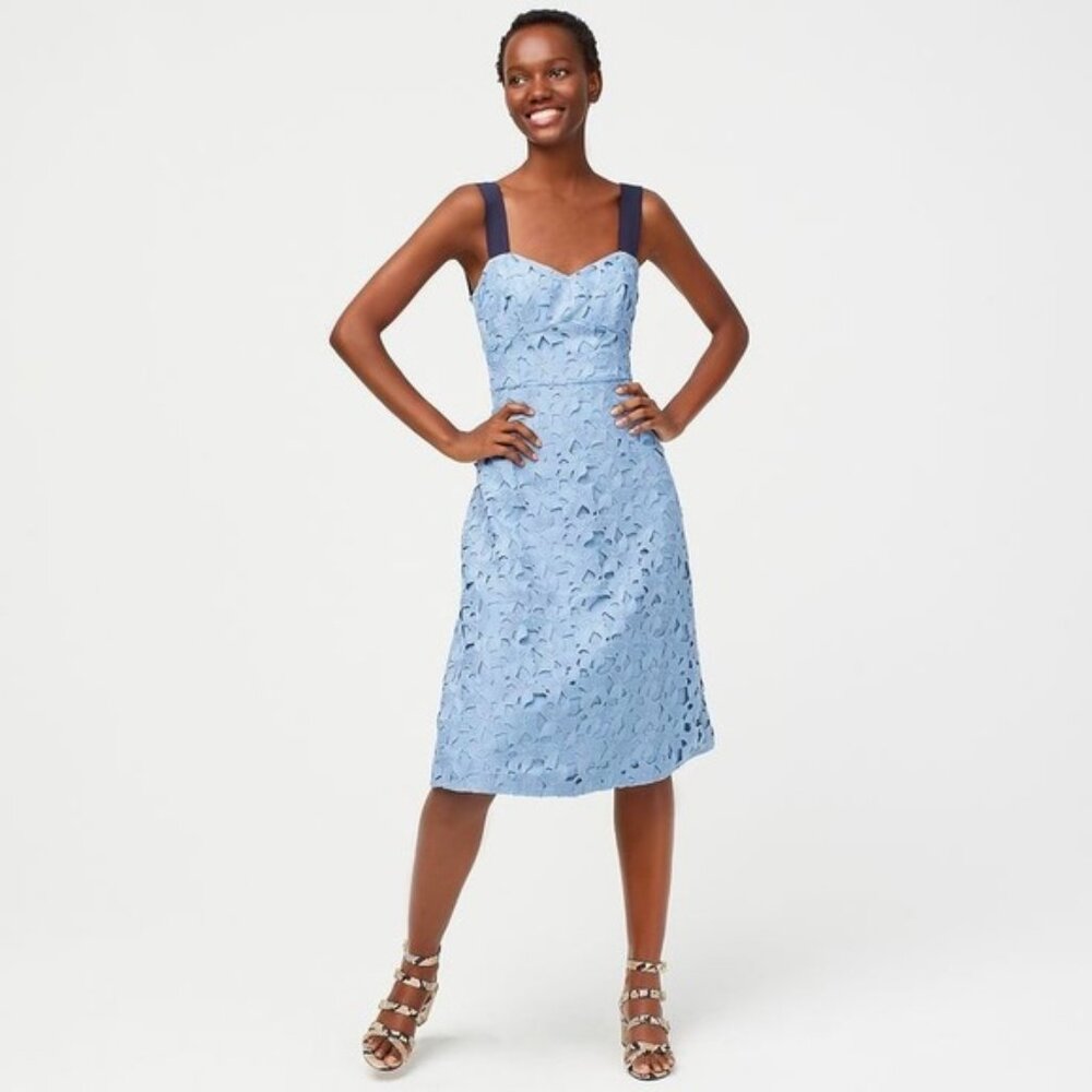NWT - J. Crew Blue Lace Midi Dress